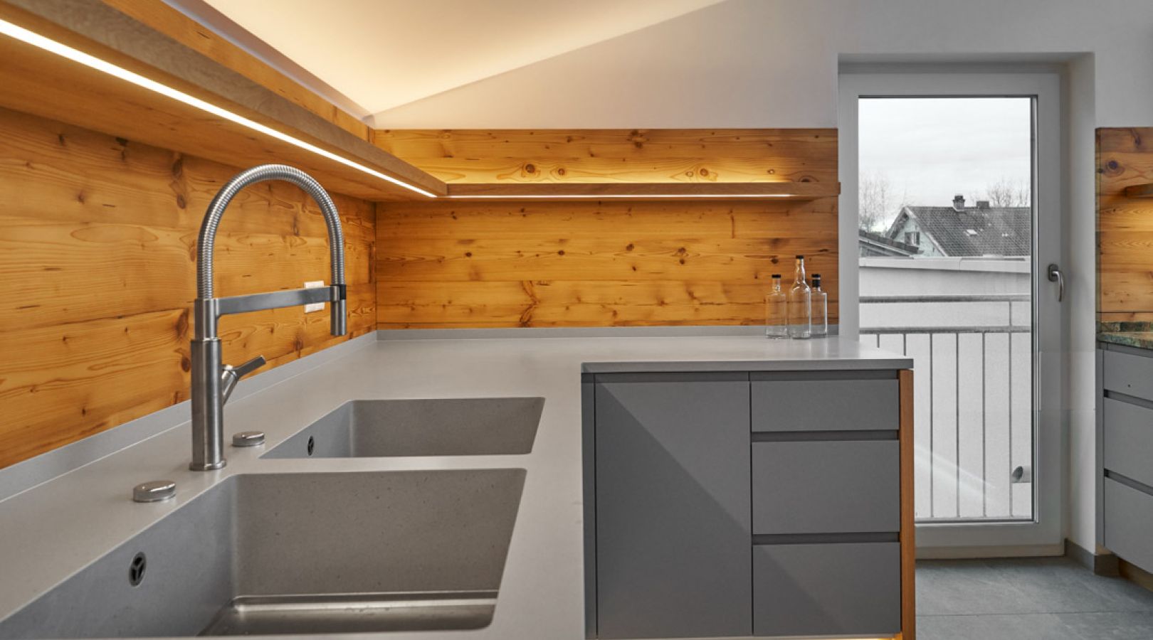 Küche Linoleum, gedämpfte Fichte